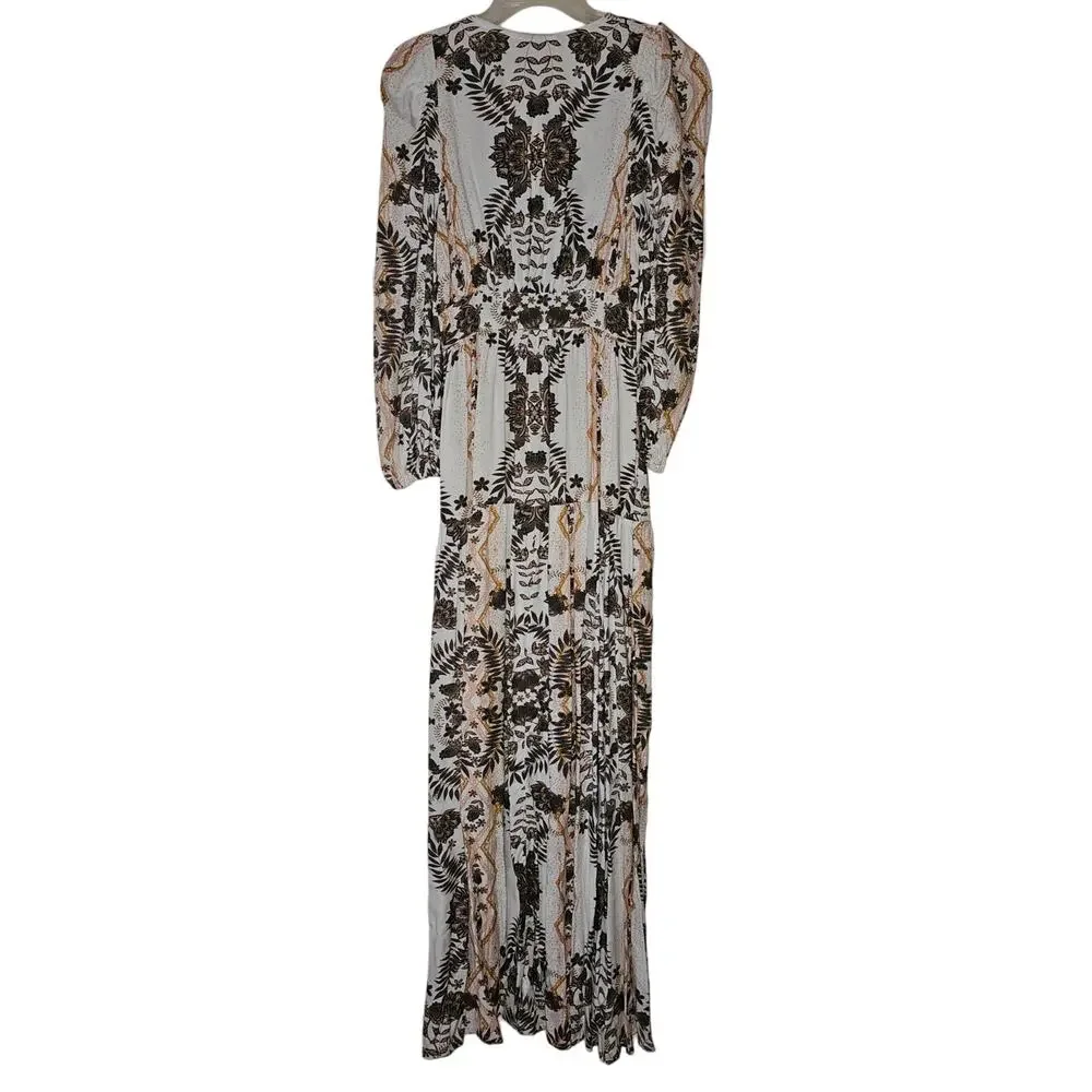 New Free People Wandering Folk Maxi Top Duster Dress $228 X-SMALL Palm Print